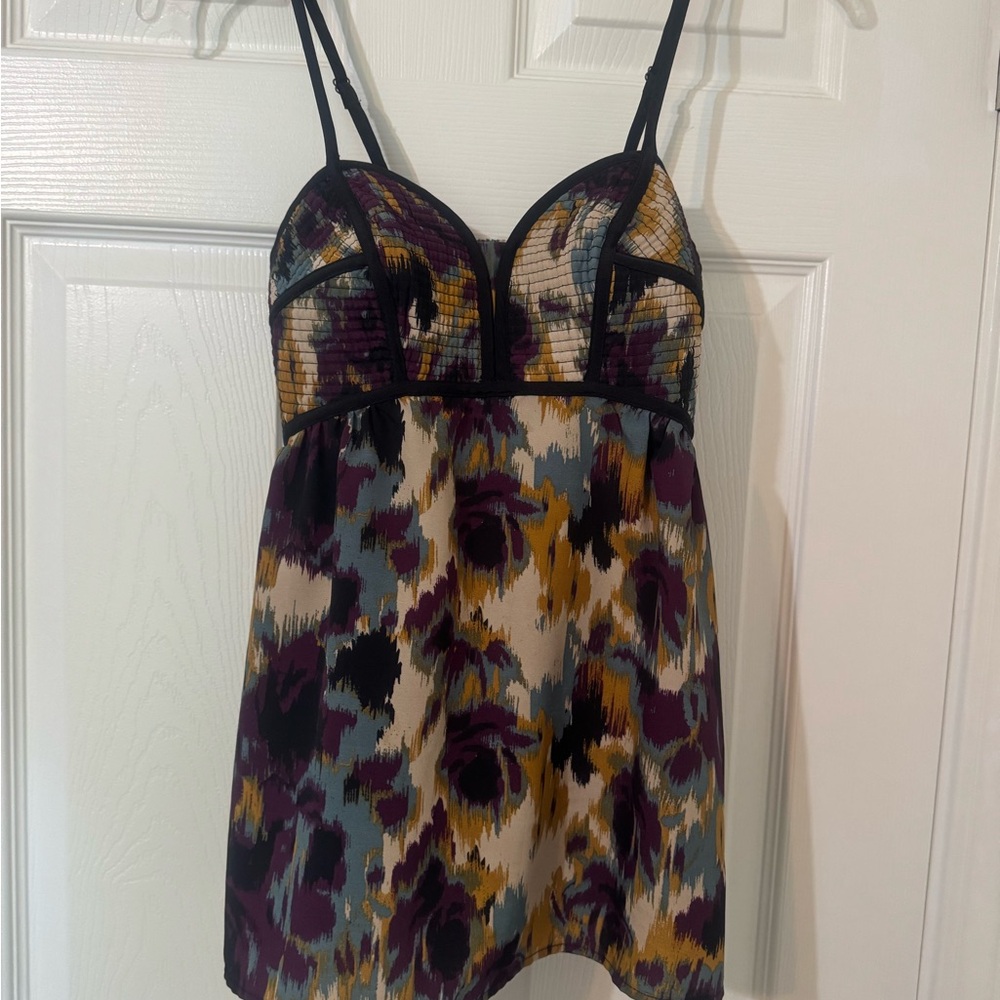Xhilaration Abstract Strappy Top in Purple and Black